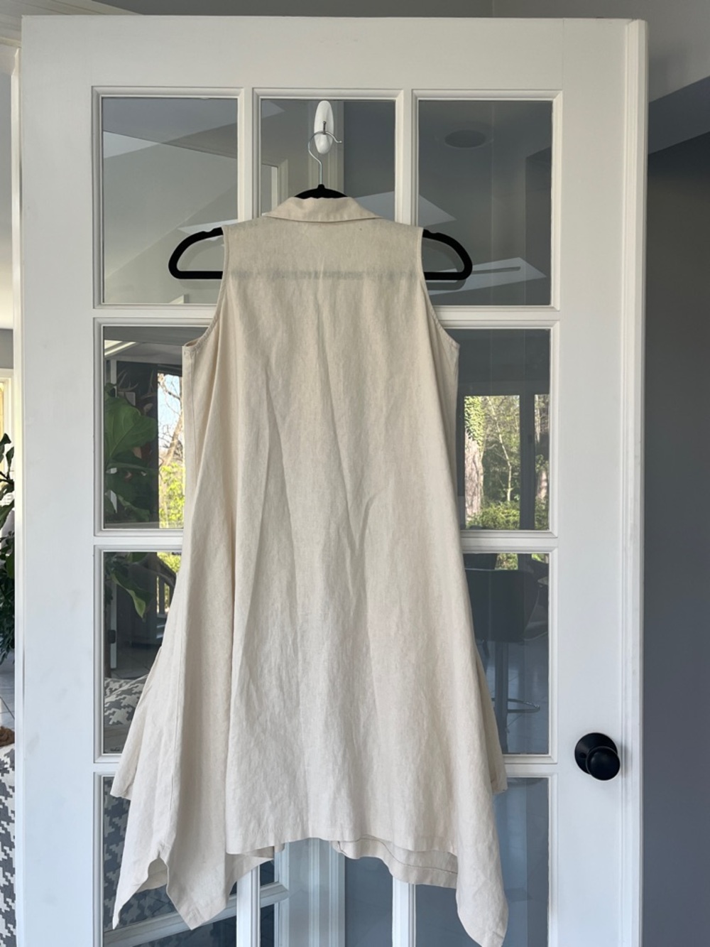 ForCynthia Linen Blend Shirt Dress Asymmetrical Hem Button Up Lagenlook XS - Picture 5 of 5